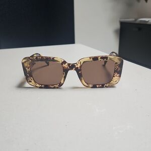 Anthropologie Tortoiseshell Square Sunglasses - Amber Brown